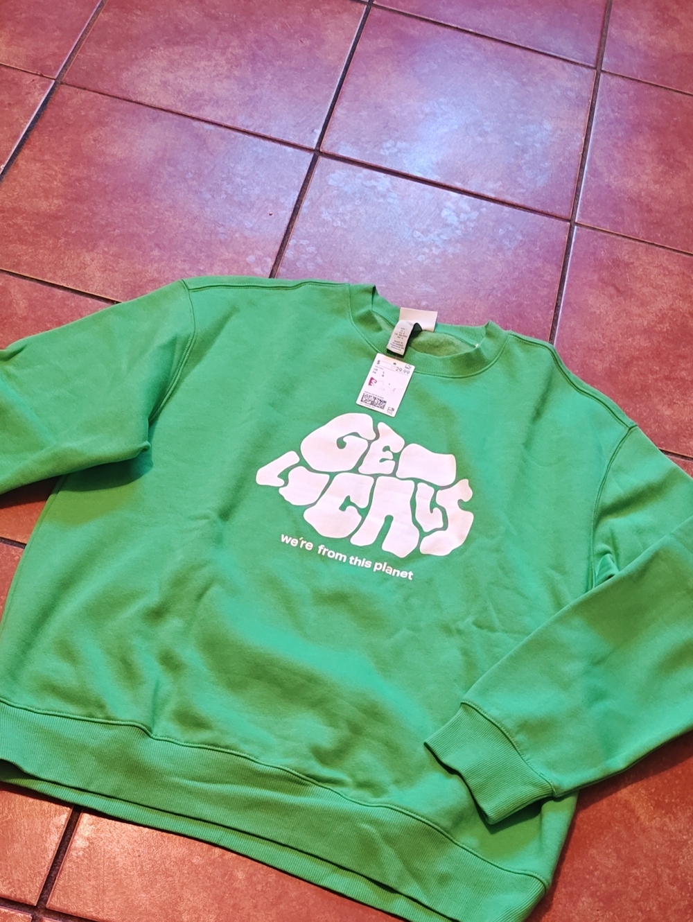 Green Graphic Crewneck Sweatshirt - We're From This Planet
